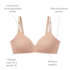 Warners No Side Effects® Underarm-Smoothing Comfort Wireless Lightly Lined T-Shirt Bra 1056 -sports bra shop 1592753 ALT98