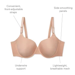 Warners No Side Effects® Underarm-Smoothing Comfort With Breathable Mesh Underwire Lightly Lined T-Shirt Bra RA3471A -sports bra shop 4153444 ALT98