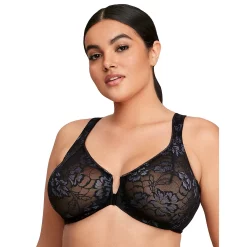 Glamorise Full-Figure Wonderwire Front Close Stretch Lace Bra 9246