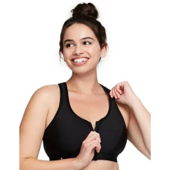 Plus Size Glamorise Full-Figure Zip-Up Front-Closure Wireless Sports Bra 9266