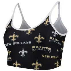 Women's Concepts Sport Black/White New Orleans Saints Breakthrough Allover Knit Sports Bra -sports bra shop 5952265 ALT2