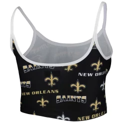 Women's Concepts Sport Black/White New Orleans Saints Breakthrough Allover Knit Sports Bra -sports bra shop 5952265 ALT3