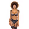 Women's Oh La La Cheri Philipa 3-piece Lace Bra, Panty & Garter Belt Lingerie Set 41-11467
