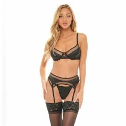 Women's Oh La La Cheri Royale 3-pc. Bra, G-String Panty & Garter Belt Lingerie Set 41-11789