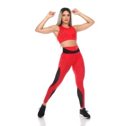 WM Fashion Women's Cut Out Back Mesh Sports Bra & Leggings Set