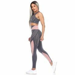 WM Fashion Women's Cut Out Back Mesh Sports Bra & Leggings Set -sports bra shop 6080840 ALT2