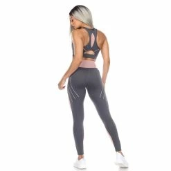 WM Fashion Women's Cut Out Back Mesh Sports Bra & Leggings Set -sports bra shop 6080840 ALT3