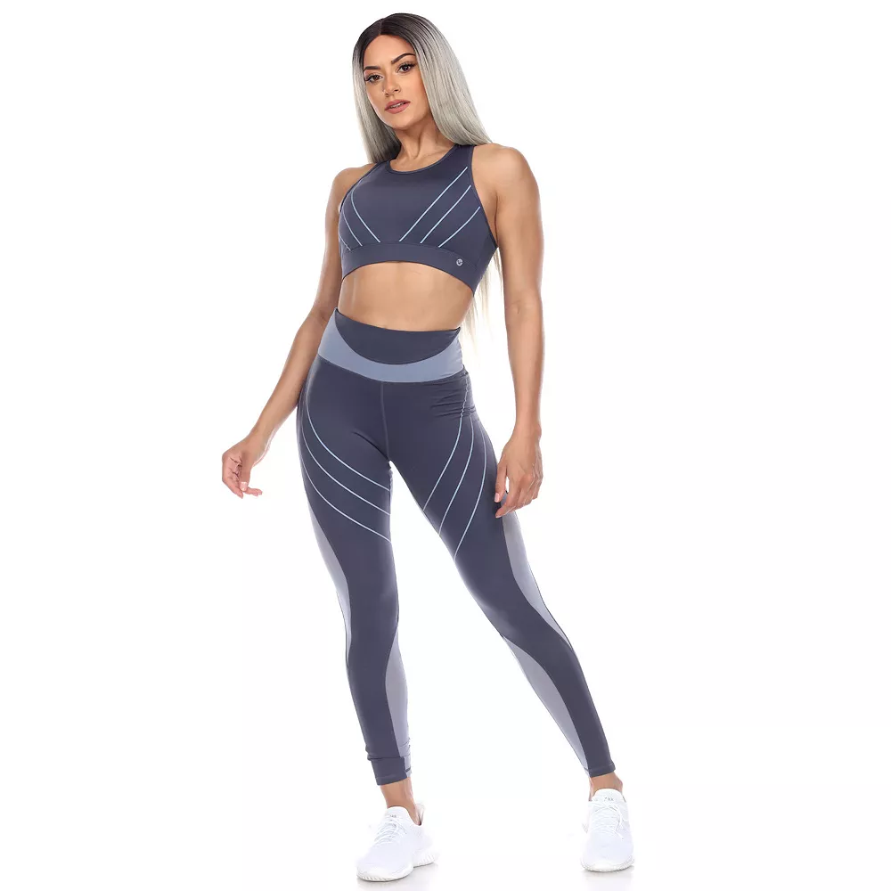 WM Fashion Women's Cut Out Back Mesh Sports Bra & Leggings Set 1 WM Fashion Women's Cut Out Back Mesh Sports Bra & Leggings Set