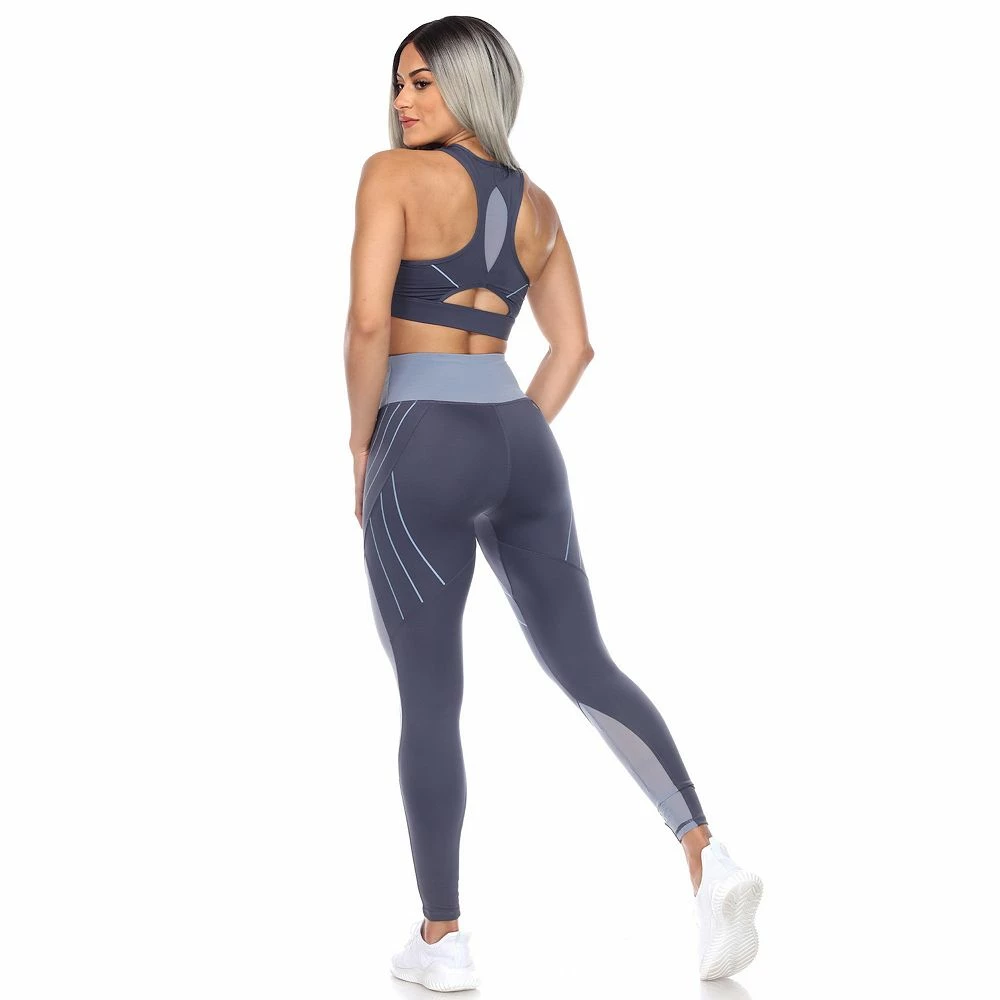 WM Fashion Women's Cut Out Back Mesh Sports Bra & Leggings Set 4 WM Fashion Women's Cut Out Back Mesh Sports Bra & Leggings Set - Image 4