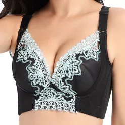 Agnes Orinda Women's Full Coverage Wirefree 6-Hook Lace Trim Adjustable Straps Comfort Bra